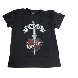 CBGB Forever Dagger Heart Graphic T-Shirt Black Small Made in USA Punk Rock Tee